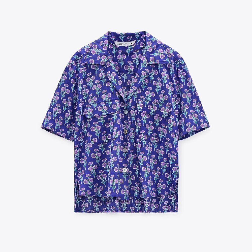 ZARA BUTTON DOWN PRINTED BLOUSE